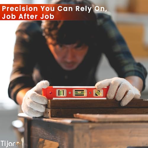 TIJAR Spirit Level Magnetic 230mm - Heavy-Duty, 3 Bubble Vials for Precision – Horizontal, Vertical & 45° Measuring Tool for DIY, Construction, and Carpentr 6 TIJAR Spirit Level Magnetic 230mm - Heavy-Duty, 3 Bubble Vials for Precision – Horizontal, Vertical & 45° Measuring Tool for DIY, Construction, and Carpentr - Image 6