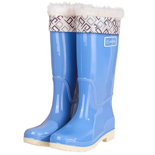 Générique Bottes De Pluie Femme Haute - Botte Caoutchouc FourréE Boots ImperméAble en PVC Tendance Chaussure Confortable Chic AntidéRapantes Et à Semelle...