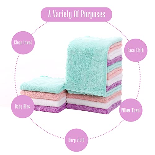 Image of Cute Castle Ultra-Soft Baby Washcloths, 16 Pack - 9 inch by 9 inch, Gentle on Sensitive Skin for Face and Body, Plush, Super Absorbent Wash Clothes for Girls and Boys, White+Pink+Purple+Frozen Blue