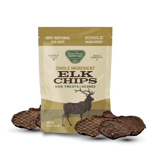 Gaines Family Farmstead Elk Chips for Dogs – 4 oz, Natural Single-Ingredient Dog Treats, High-Protein Rawhide-Free Chews, Healthy Grain-Free Snacks, Made in USA