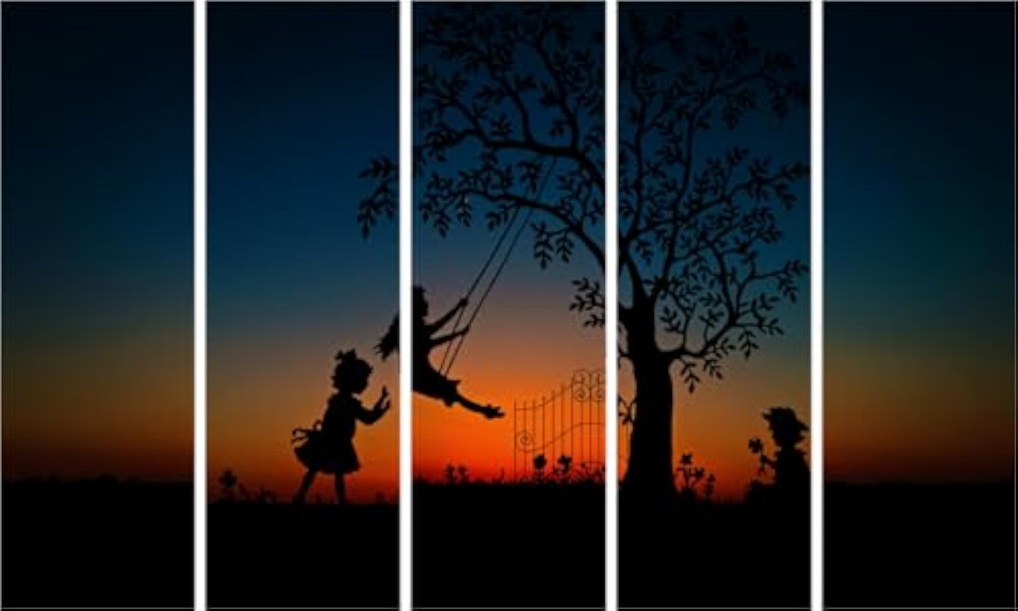 Children Playing Canvas Multiple Frames Painting Set of 5