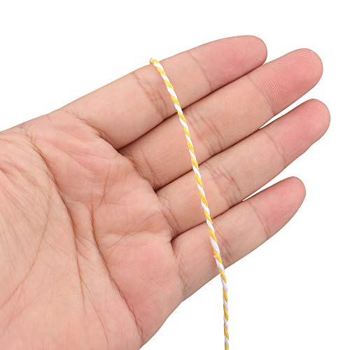 Image of jijAcraft Yellow and White Twine String, 328 Feet Christmas Bakers Cotton String, 2MM Heavy Duty Packing Twine for DIY Crafts, Christmas Decoration, Gift Wrapping, Craft Wrapping (Pack of 2)