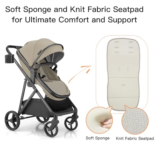 Image of Gromast 3-in-1 Baby Stroller, Convertible Stroller for Newborn Infant Toddler with Reversible Seat, UPF 50+ Canopy & Cup Holder - Khaki