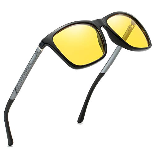 KEECOW Gafas de Visión Nocturna Amarillas,Lentes Amarillas Visión Polarizada Conducción Nocturna Ciclismo y Conducción,para Conducir,Exterior,Deportes