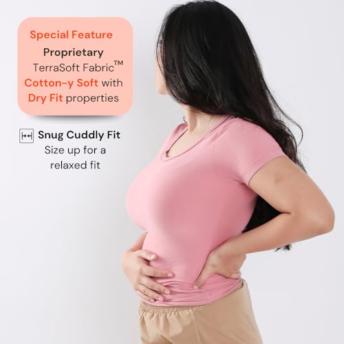 Image of Terractive Women's Cuddle Baby T - Soft Premium Cotton Half Sleeve Tee - Stretch Fit Tagless Comfort Lightweight Breathable Everyday Wear Casual Top for Lounging Layering or Outings