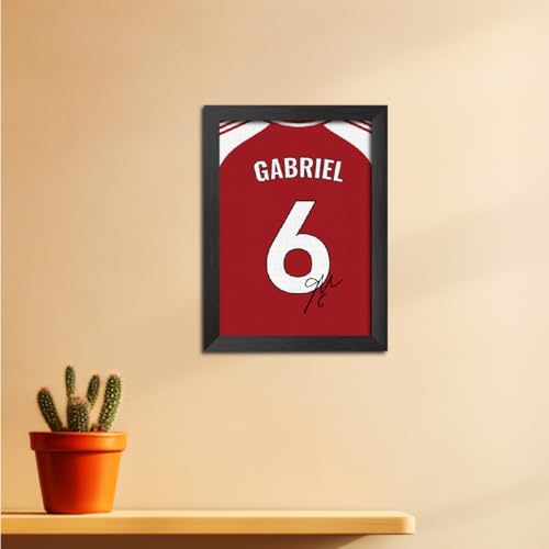 Image of TenorArts Gabriel Magalhaes Poster Frame Arsenal Jersey Laminated Photo Print with Signature Framed Painting with Matt Finish Black Texture (12 inches x 9inches)