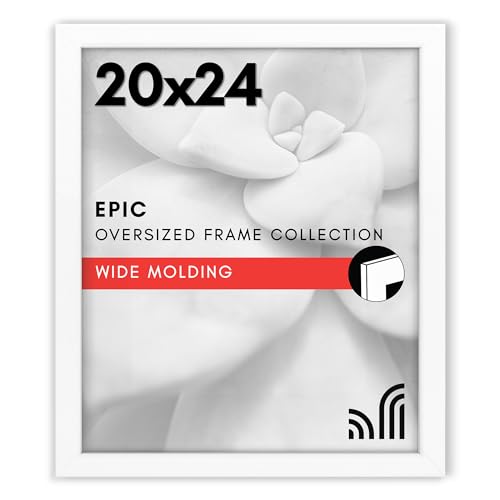 Americanflat 20x24 Picture Frame with Polished Plexiglass - White Picture Frame - Wide Photo Frames Made of Engineered Wood for Vertical or Horizontal Wall Display - Epic Collection - White