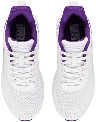 Makodax White Tennis Shoes Women Comfort Light Weight Mesh Non Slip Work Shoes,White#Purple,US 9 | Image 6