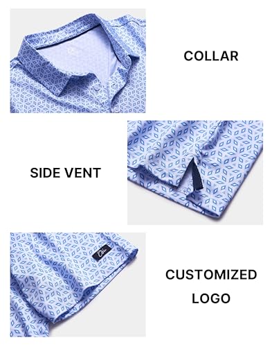 Image of Obla Mens Golf Polo Shirts Short Sleeve Dry Fit Performance Moisture Wicking Casual Print Collared Golf Shirts for Men