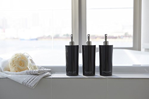 Yamazaki 2931 Tower Conditioner Dispenser Contemporary Bottle Pump For Shower, Round, Black & Silver #TOP2