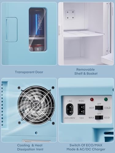 Mini Fridge 15L, Small Fridge for Bedrooms, Cool/Warm Function, Portable 12V/240V, ECO Low Noise Mode, Cooler for Beauty, Drinks, Camping, Traval (Blue) - Image 6