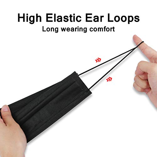 DIOLV 50 Pcs Disposable Face Mask 3 Layer Protective Masks Black