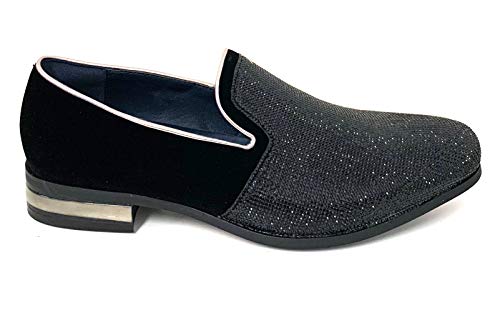 G4U-Alberto Fellini Men's Dress Shoes Glitter Loafers Rhinestone Stage Tuxedo Fashion, 8 Black2