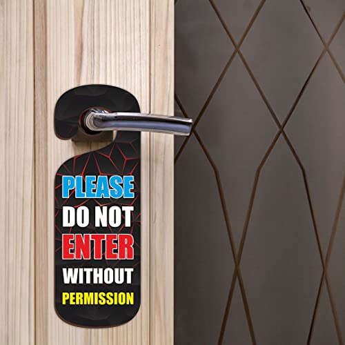 Image of CVANU Please Do Not Enter Without Permission Wooden Door Sign Hanger Size(24cm x 8.5cm) cv76