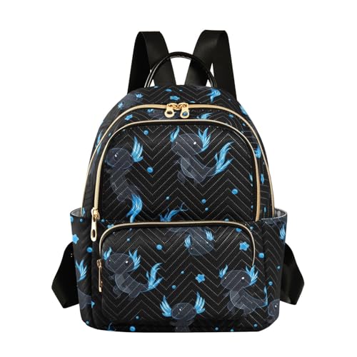 Image of Cute Axolotl Quilted Backpack Purse for Women Fashion Small Backpack M | Shoulder Bag Travel Casual Daypack