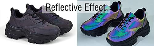 LUCKY STEP Women Chunky Platform Dad Colorblock White Neon Green Fuchsia Hologram Silver Casual Lace-Up Walking Sneakers - Image 3