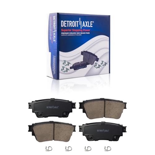 Image of Detroit Axle - Rear Ceramic Brake Pads for Mitsubishi 2017-2020 Outlander 2018-2023 PHEV 2018-2024 Eclipse Cross, Brake Pads with Hardware Replacement [with Electrical Parking Brake]