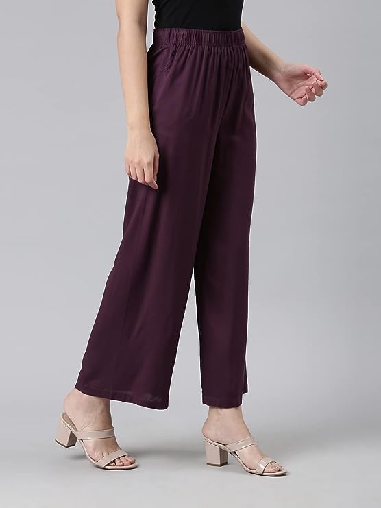 Image of Fancy Star Women Super-Combed Cotton and Rayon Solid Full Length Regular Palazzo