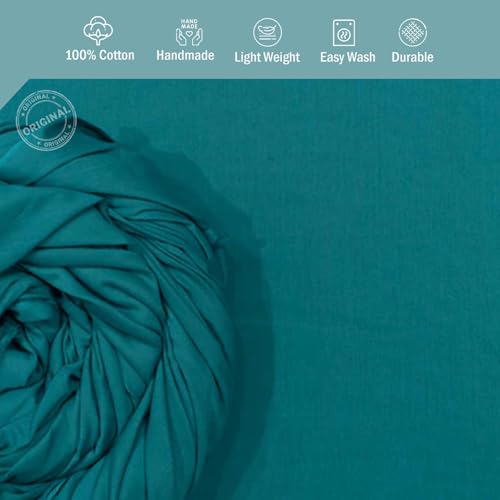 Image of 100% Pure Cotton Mulmul Fabric Material | Reusable Ultra Fine Mulmul Fabric | Lightweight Soft Smooth Piece Linning, Stole, Dupatta, Cushion Pillow Cover (Blue Grass, 3.5 Meters)