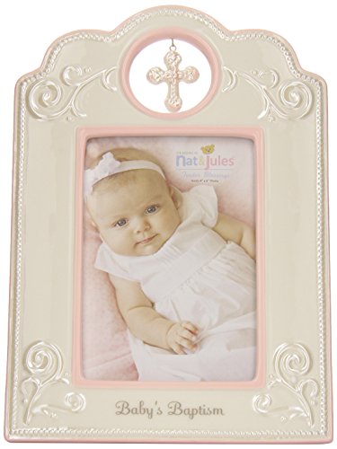 Nat and Jules Baby's Baptism Frame, Pink by Nat and Jules