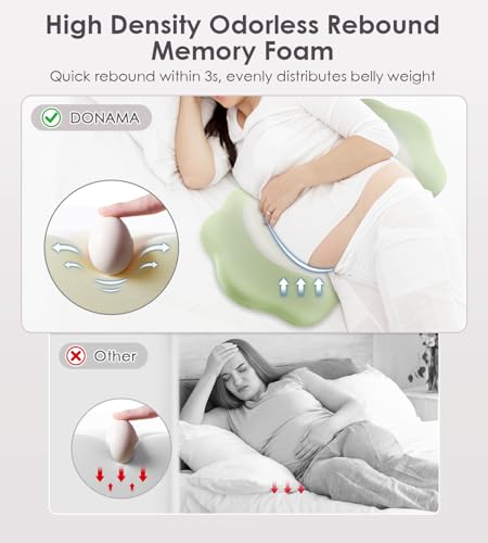 Image of Memory Foam Pregnancy Pillows for Sleeping, Side Sleeper Maternity Pillow Support for Back Belly HIPS, Adjustable Wedge Pillow for Pregnant Women, Side Sleeping Pregnant Pillows with Pillowcase