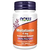 NOW Supplements, Melatonin 5 mg, Sustained Release, Formulated for a 4-Hour Release Period, 120 Tablets