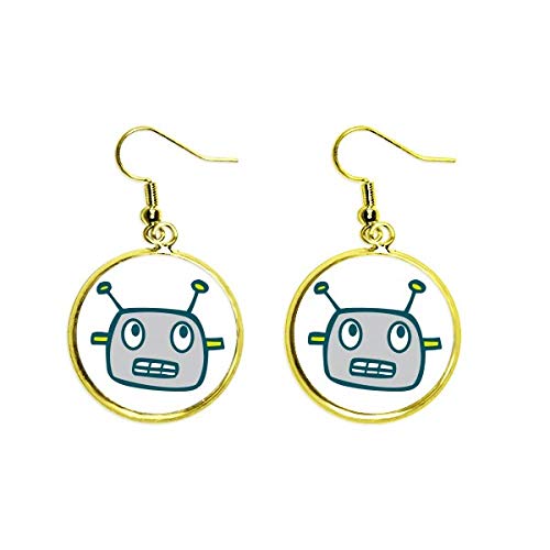 Pendientes de alien y robot galáctico dorados para destacar en tus fiestas
