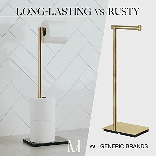 Marmolux Acc Free Standing Gold Toilet Paper Holder Stand With Black Marble Base And Storage | 4 Jumbo Roll Bathroom Hardware Toilet Tissue Organizer | Stainless Steel Bathroom Decor Accessory #TOP5
