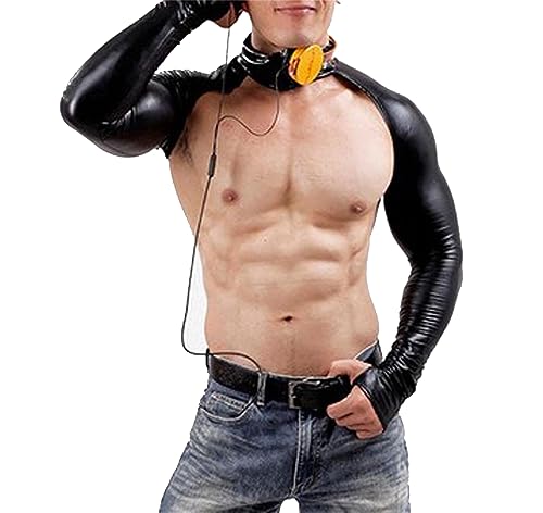 Men's Tight Sleeve Shiny Leather Latex Long sleeves Nightclub Bar DS Stage Club Clothing