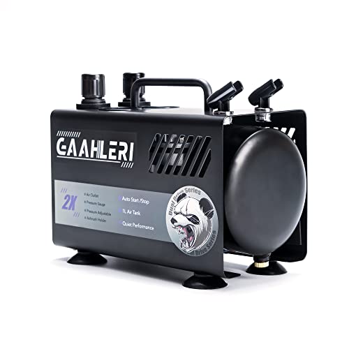 Gaahleri DUAL DRIVE SERIES GT-918 Airbrush Painting Kit With Compressor Air Tank 1L Dual Air Outlet System Advanced Air Brush Guide Manual Cake Decorating thumb #6