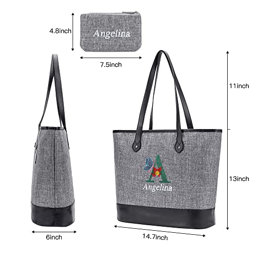 Personalized Tote Bag For Women,Large Laptop Bag Customized Embroidered With Your Name,Lightweight Work Bag/15.6 Inch Computer Shoulder Bag/Travel Business Briefcase Handbag/Water Resistant Tote Purse #TOP2