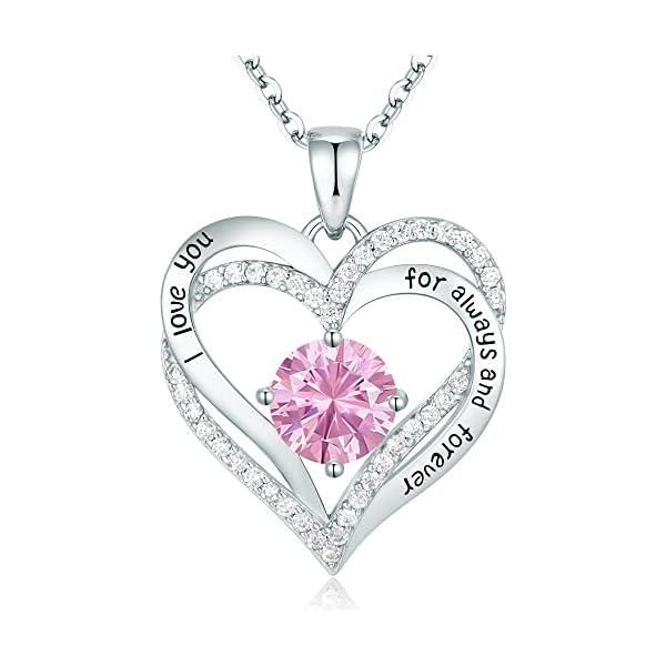 CDE Forever Love Heart Necklaces for Women, Wedding Anniversary, Birthday Mothers Day Gifts for Mom, Mother, Wife, Girlfriend, S925 Silver Jewelry with Birthstone Pendant