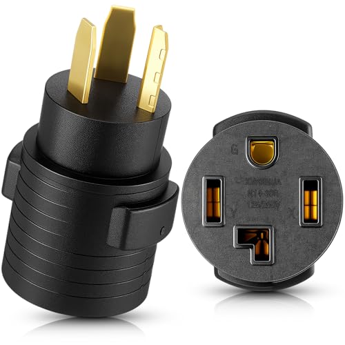 Tellegloww Dryer Adapter Compatible with NEMA 10-30P to 14-30R 3 prong to 4 prong Dryer Adapter Convert 10-30P Plug to 14-30R Receptacle, 220V 30 Amp 4P Newer Dryer to 3P Older House Adapter