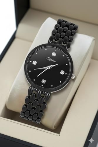 Image of styledose Women's Diamond Studded Watch | Premium Metal Bracelet Strap | Analog Quartz Movemnet Ladies Wrist Watch | Watch for Women & Girls | Wrist Watches for Women's & Girls&Ladies