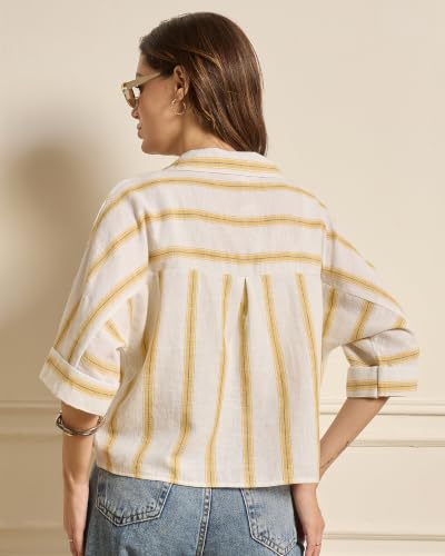 Image of Chimpaaanzee Women Checks Half Sleeve Crop Shirt