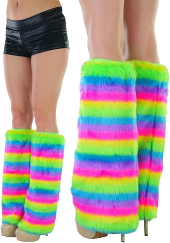 Image of ToBeInStyle Women's Faux Vibrant Fur Retro Daring 60' Inspired Ravewear Knee High Leg Warmers