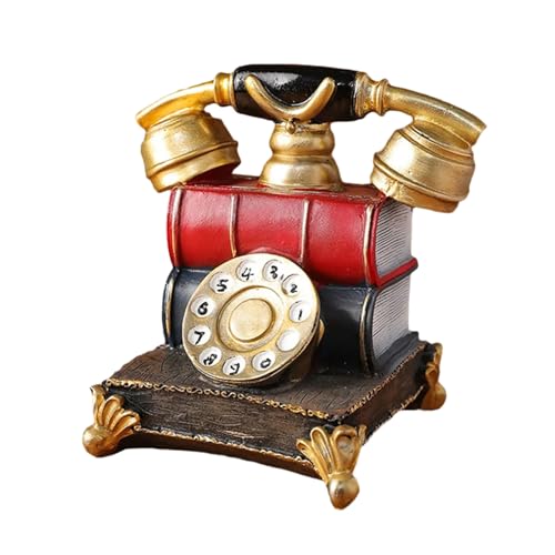 Teléfono vintage de resina decorativo con dial giratorio para estanterías y hogar retro
