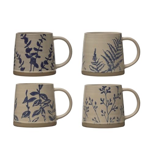 Juego de 4 Mugs de Stoneware Azul Antiguo