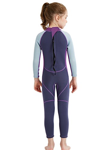 Dive & Sail Kid Girls 2.5Mm Neoprene One Piece Wetsuits Long Sleeve Swimsuit Upf 50+ Uv Protection Rash Guard For Swimming Diving Surfing 8-9 Years Purple #TOP2
