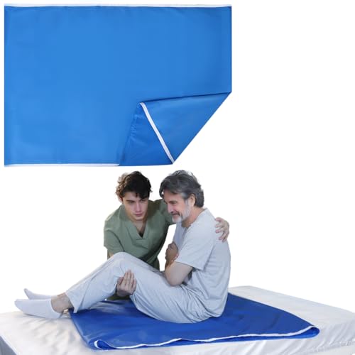 EHUELDER Tubular Slide Sheet for Patient Transfer, Reusable Decorative Blue Transfer Sheet for Elderly, Hospital Bed Repositioning Aid, Washable Mobility Sheet (Blue, 39’’ x 47’’)