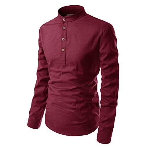 Image of Men's Full Sleeve Beige Color Cotton Blend Spread Slim Fit Shirt Style Kurta for Men and Boys