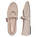 DOBOLIN Womens Fishnet Mesh Ballet Flats Round Toe Buckle Strap Mary Jane Casual Party Dressy Summer Shoes Nude, Size 8