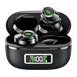 Wireless Earbuds, Bluetooth 5.5 Headphones Bass Stereo, Ear Buds with Noise Cancelling Mic, LED Display in Ear Earphones 80H Playtime, USB-C IP7 Waterproof Bluetooth Earbuds for Phones/Sports/Work
