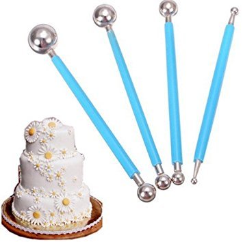 DPIST® Fondant Tools Metal Ball Fondant Cake Decorating Sugarcraft Gumpaste Flower Modelling Mold 4pcs