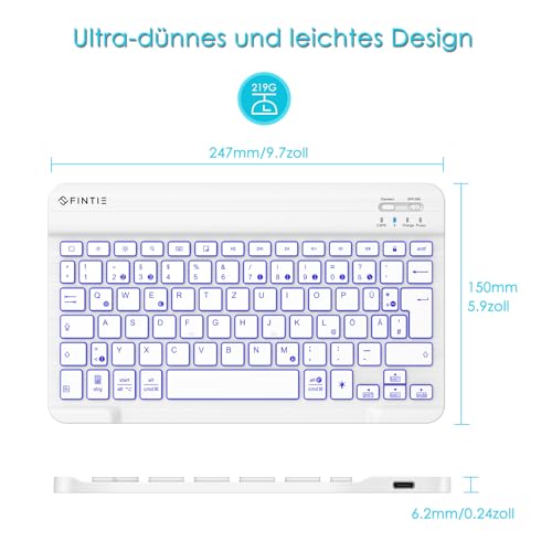 Fintie Beleuchtete Tablet Tastatur für iPad Mini (Deutsches Layout)