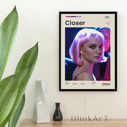 Image of BLINKART Closer (2004) Movie Poster Frame 8x12 Inch | Premium 300 GSM Paper Wall Print | Mid Century Vintage Film Artwork for Home, Bedroom, Living Room, Office | Framed Photo Decor