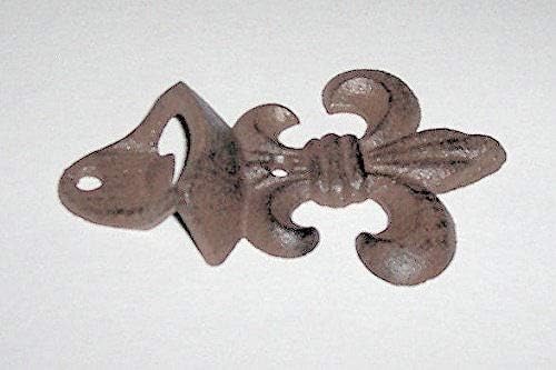 Miniatura 5 de "ABC Products" - Hierro fundido pesado primitivo - Abridor de botellas de pared Fluer-De-Lis estilo vintage - Diseño primitivo colgado en la pared -