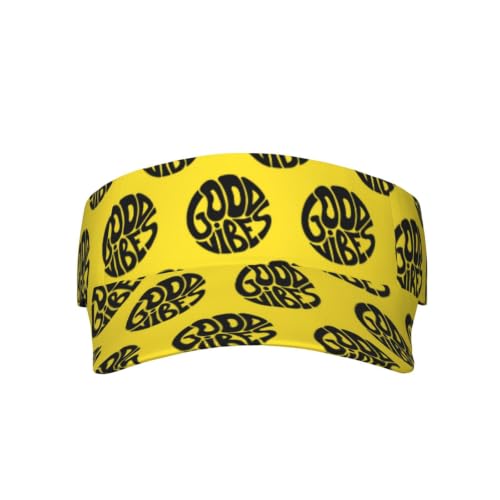ASRVA Groovy Good Vibes Pattern Sun Visors Hat Sport Sunscreen Visor Cap Breathable Empty Top Cap Lightweight Visors Summer Unisex Accessories with Adjustable Velcro for Golf Tennis Baseball Beach