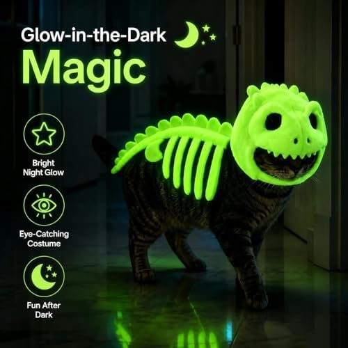 Cat Dog Dinosaur Skeleton Costume | Pet Dino Skeleton Halloween Costumes - 1