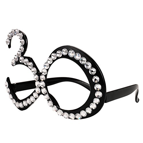 30Th Birthday Glasses - Number Crystal Frame, Party Favors, Wedding, Funny Costume Sunglasses, Novelty Eyewear Celebration Decoration For Kids And Adults 6 Pack (30) #TOP1